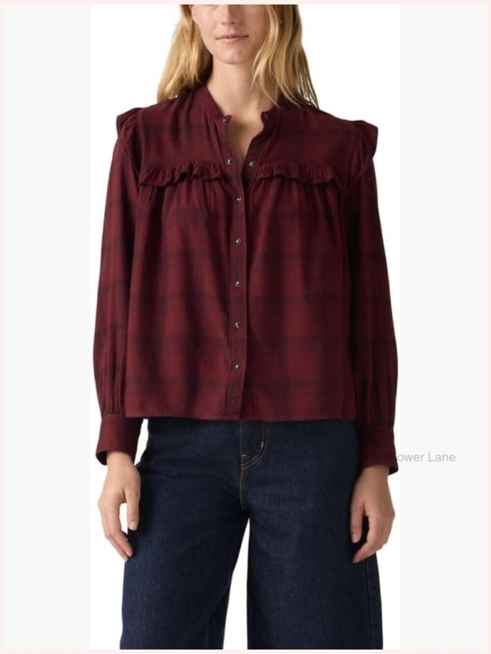 Button Down Blouse - Long Sleeve Flannel Shirt